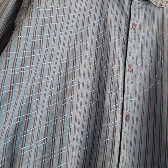 VOLCOM Stone Regular Fit Button Down Casual Stripe Shirt Blue Mens Sz XL - Picture 4 of 11